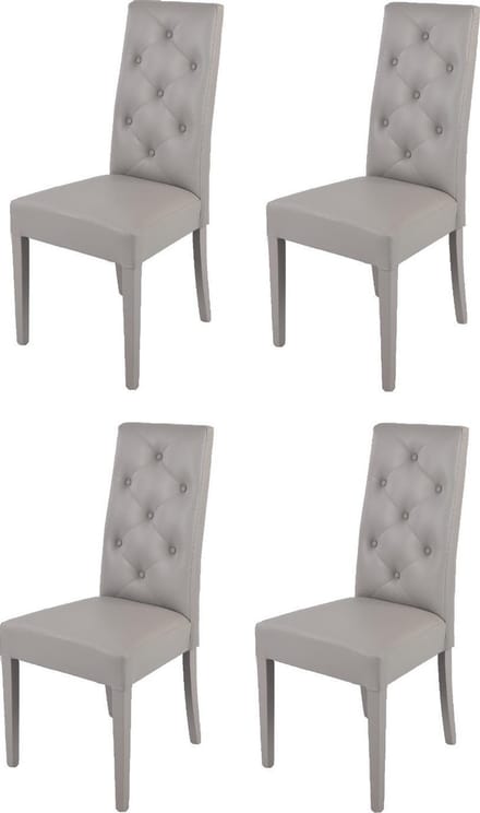 Tommychairs Chantal - Eetkamerstoelen - Set van 4 - Licht Grijs - Kunstleer & Hout