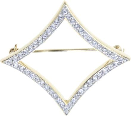 Behave – broche – transparant – goudkleurig – kristal – elegant – feestelijk