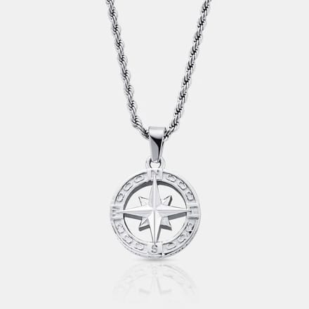 Thomasiny True North Hanger – Heren Ketting – Kompas – Zilver – RVS – Inclusief Ketting