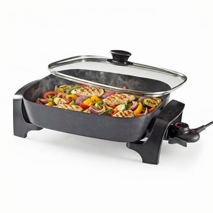 Nedis Hapjespan Elektrisch 40 cm voor Large Porties - Gegoten Aluminium Pan 7 Liter 2200 Watt voor Perfect Frituren