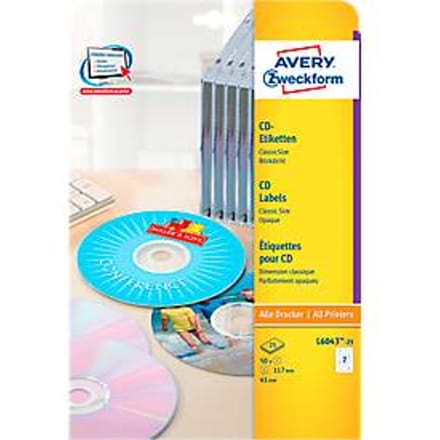 Cd-etiketten L 6043-25, Ø 117 mm, 50 stuks