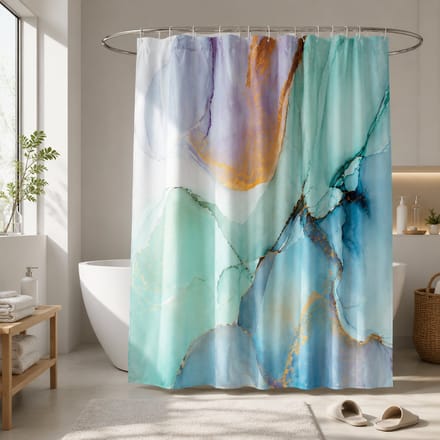 BOTC Douchegordijn Anti Schimmel - Inclusief ringen - 180x200cm - Met gewichtsband - Premium kwaliteit - Waterdicht - Polyester