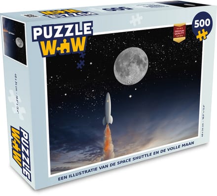 Puzzel Een illustratie van de space shuttle en de volle maan - Legpuzzel - Puzzel 500 stukjes