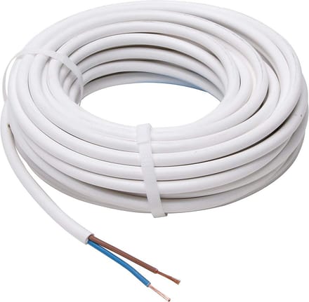20 Meter Tweemotorig Stroomkabel H03VV-F 2x0,75mm Wit