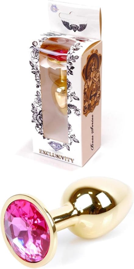 Boss Series - Gold Plug - Anale Plug - Buttplug - Gouden Plug - Diamant - S/M - Roze