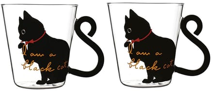 Kattenmok Glas – Set van 2 – Zwarte Kat