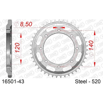 Stalen tandwiel Afam 520 43 dents