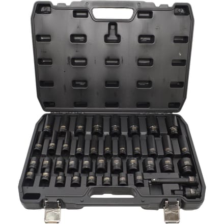 AWTOOLS Black Line - Slagdopset - 1/2" - Kort en Lang - 40 Stuks
