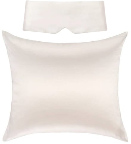 Perfect Sleep Set Soft Ivory - Kussensloop & Slaapmasker - Silk Heaven - 60x70cm