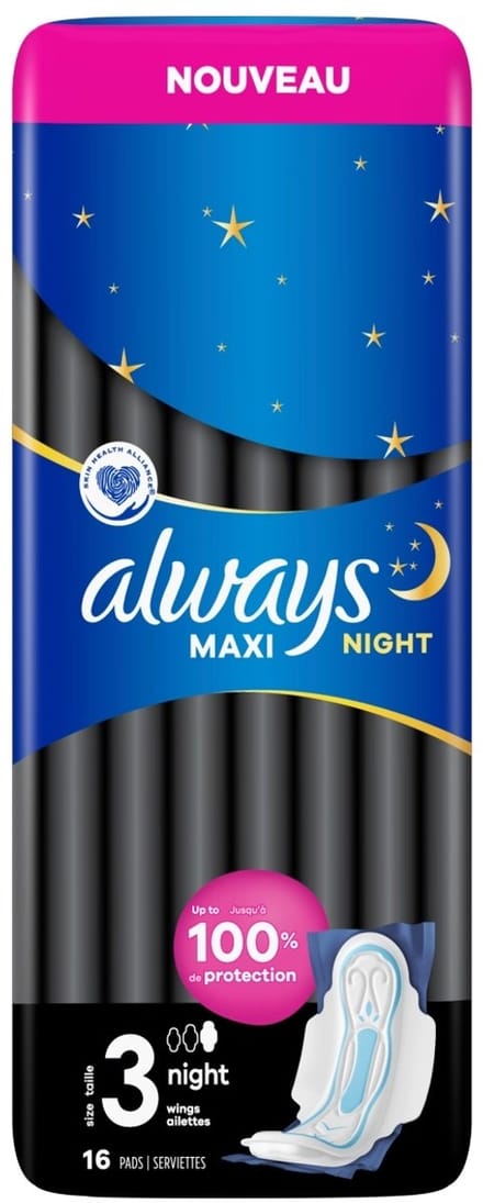 Always maxi night, size 3 met vleugels, 16 pads