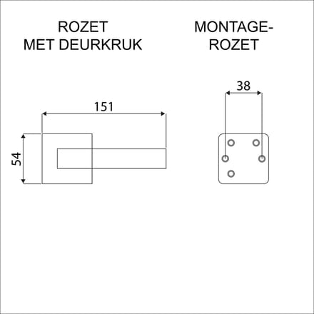 D4E DEURKRUK OP ROZET RVS ZWART VIERKANT WEFRA