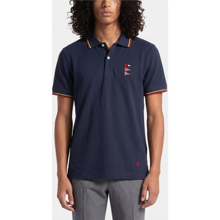 Brooks Brothers Pique Polo Navy Multi Maat: S | Poloshirts Outlet | Heren | Blauw