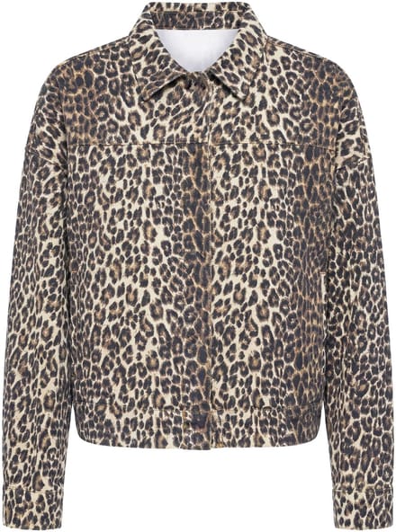 Studio Untold - Dames - Luipaard-blouson oversized overhemdkraag - Lichtchampagne - Maat 54+