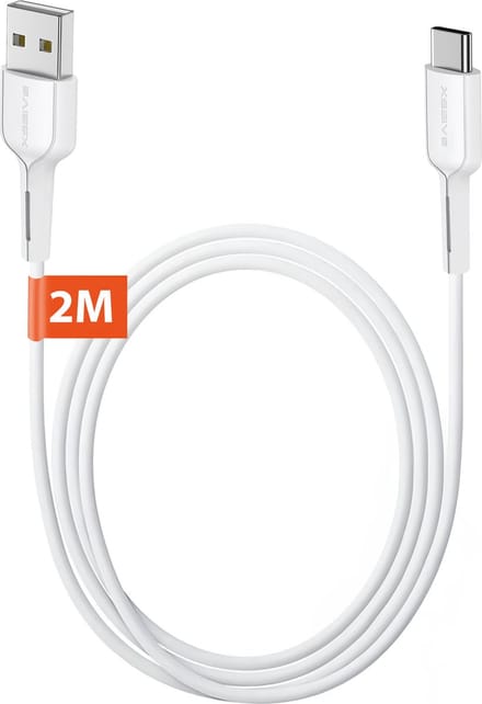 Flexibele USB-C naar USB Kabel - 2 Meter - Quick Charge - Oplader USB-A naar USB-C Kabels
