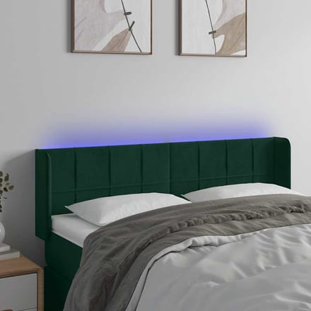vidaXL - Hoofdbord - LED - 147x16x78/88 - cm - fluweel - donkergroen