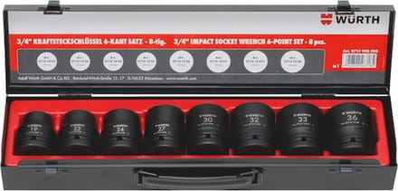 Wurth - 3/4 inch krachtdopsleutel set 8-delig - 3/4 inch krachtdopsleutel set 8-delig x 1 st