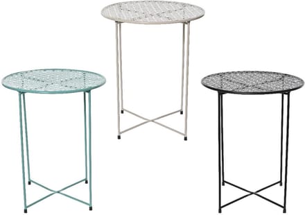 Decoris bijzettafel ijzer binnen grijs multicolor design 48cm.