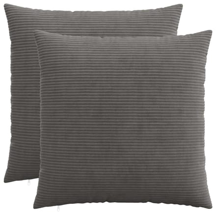 vidaXL - Kussensloop - 2 - pcs - HEERLEN - Donkergrijs - 80 - x - 80 - cm - corduroy