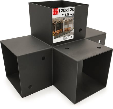LUN FIX - Postverbinder - 90° - 122x266x326x2 - Eckverbinder - Balkenverbinder