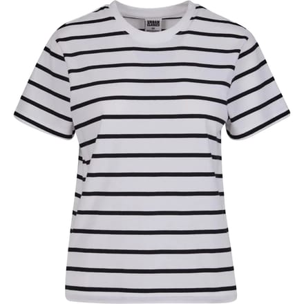 Urban Classics - Striped Boxy Dames T-shirt - 4XL - Zwart/Wit