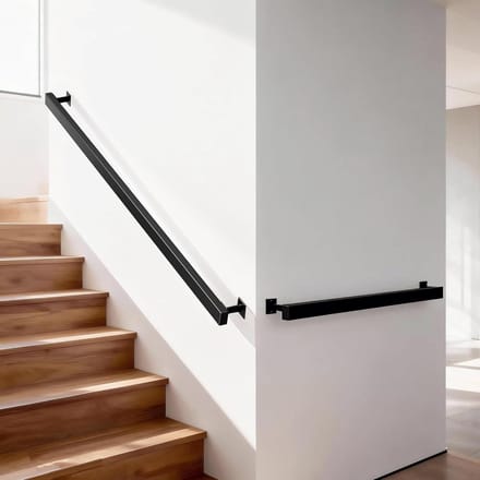Wandleuning - Trapleuning metaal - Veilige grip - Modulair insteeksysteem - 150 cm - Zwart
