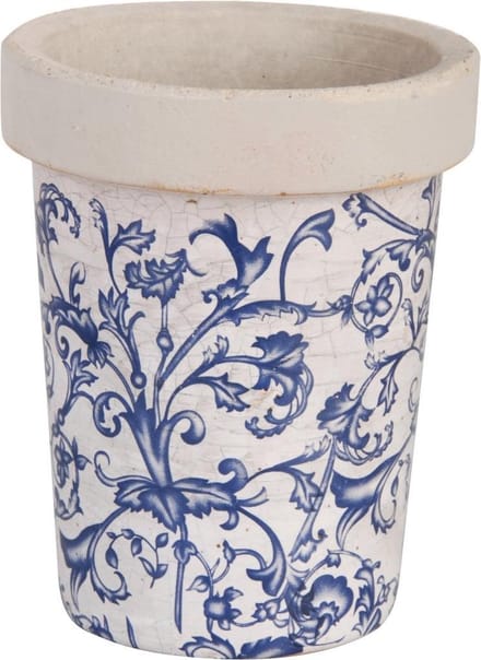 Long tom bloempot aged ceramic blauw