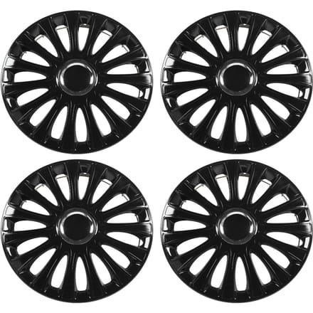 4 Pièces Cache-Moyeu de Roue 14 pouces Protection Complète Look Élégant Ajustement Universel Encliquetable Cache de Jante R14 black