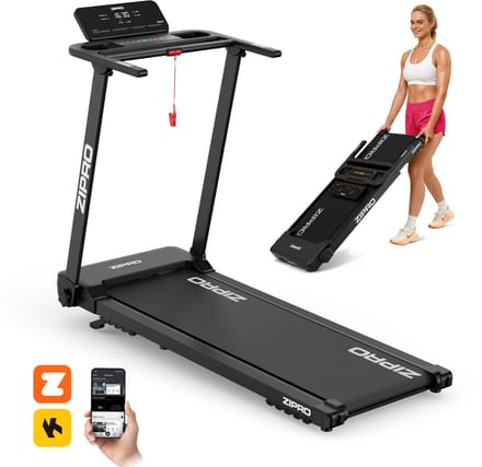 ZIPRO® Forma - Loopband Inklapbaar met Helling - 1-12 km/h Elektrisch - LED-Display - 12 Programma’s - Bluetooth App - Treadmill voor Thuis - Inklapbare met Hellingfunctie - Zwart