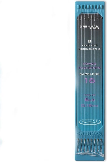 Drennan Onderlijnen Power Pushstops Barbless (15cm) - Maat : haak 16 - 0.18mm