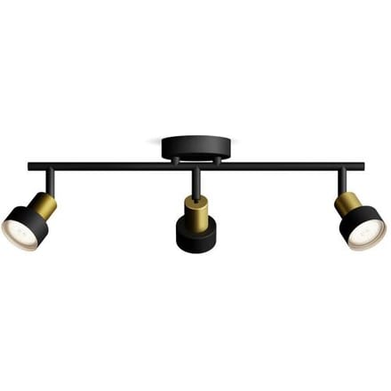 Philips Conduit Spot - Plafondspot met drie lichtpunten - Zwart met goud design - GU10 LED fitting