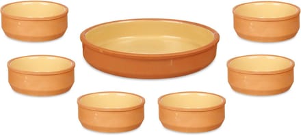 La Dehesa - 7x Tapas/creme brulee schaaltjes - terra/geel - 6x 12 cm/1x 23 cm