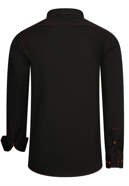 Slim fit overhemd met lange mouwen en contrasterende stiksels
