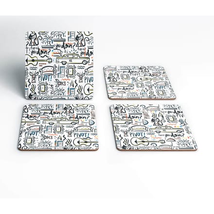 Friends Pattern Square Coaster Set