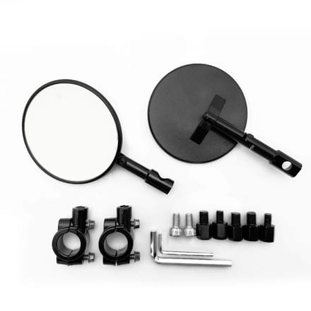 Homtas stuureindspiegels - zwarte plastic - e-goedgekeurd 301-078 Supermoto - 1 paar ronde