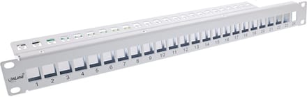 InLine® patchpaneel 24-voudig, Keystone leeg patchpaneel, 19, 1U, lichtgrijs