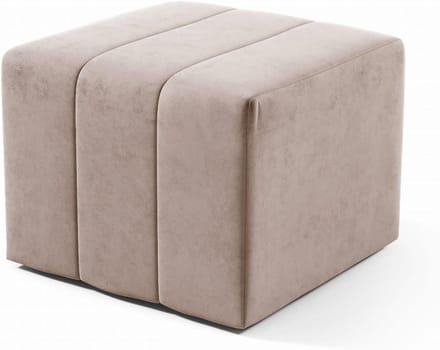 Zachte Poef - Voetenbankje Hocker - Ontspannen Zitten - 3D Effect Stiksels - 46x35x46cm - Beige