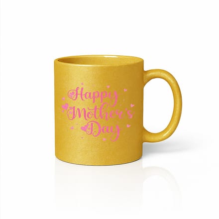 Premium Moederdag Cadeau Mok - Elegant Roze Hartjes Design - Goud