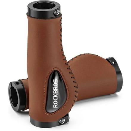 Rockbros 40720001002 leather bicycle grips - brown