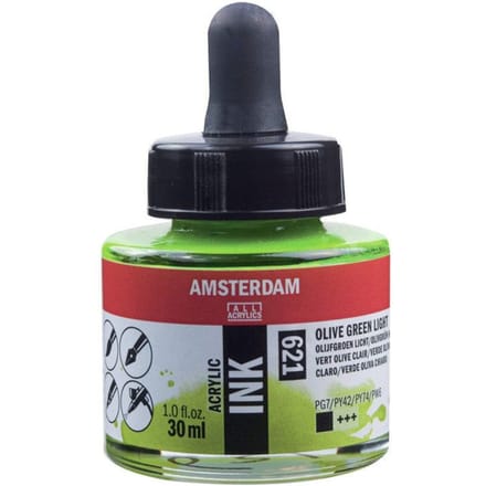 Amsterdam Acrylic Ink Fles 30 ml Olijfgroen Licht 621