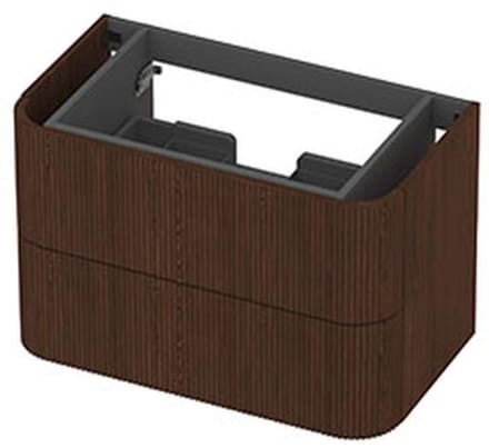 INK - Afgeronde Onderkast Fineer 2 Laden Softclose met Gefreesd Front Tbv Grepen - 800x450x520 Mm - Shadow Veneer