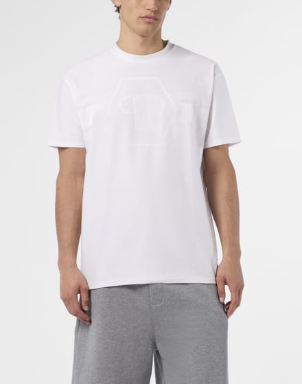 Round Neck T-Shirt Jacquard Hexagon Line