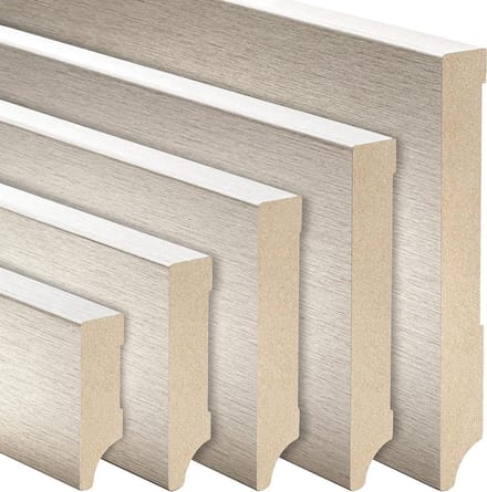 MDF Plint - Vloerlijst - Wandafwerking - Roestvrijstalen look - 100mm Hoog