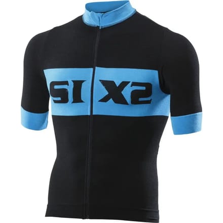Sixs Luxury Korte Mouw Wielertrui Blauw,Zwart S Man