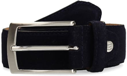 Manfield - Heren - Donkerblauwe suède riem - Maat 095