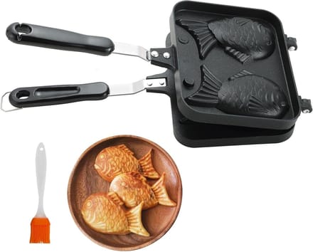 Visvorm Cake Pan - Wafel Maker - Dessert Maken - Draagbaar Ontwerp - 5 Koppen Capaciteit - Zilver