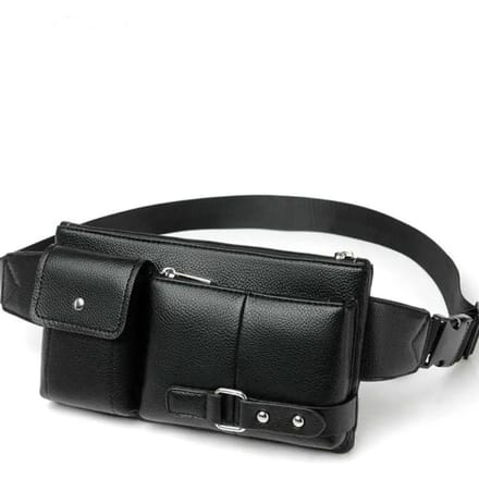 Multi-Pocket Pack PU Leer Heuptas Slanke Schoudertas Portemonnee Verstelbare Riem Casual Pouch Buitentas gray