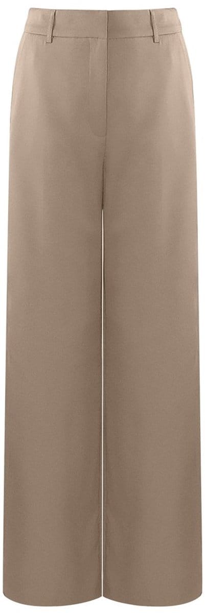 Yehwang - Gimme - Comfort - broek - dames - flared - Chino - licht bruin - Maat M