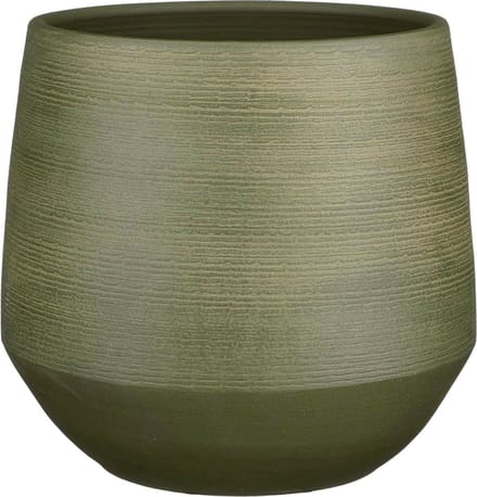 Mica Decorations Plantenpot - terracotta - donkergroen relief - D30/H28 cm - bloempot