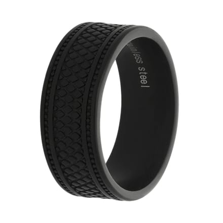 Lucardi Heren Ring reptiel zwart - Ring - Vaderdag Cadeautje - Staal