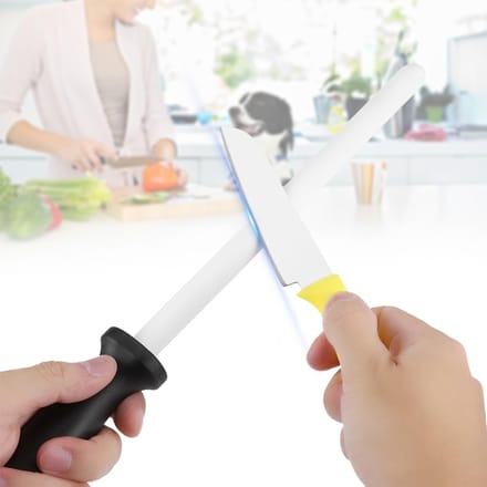 8 inch Keramische Aanzetstaaf Slijpstaaf Slijpsteen Gereedschap voor Keukenmes Schaar white